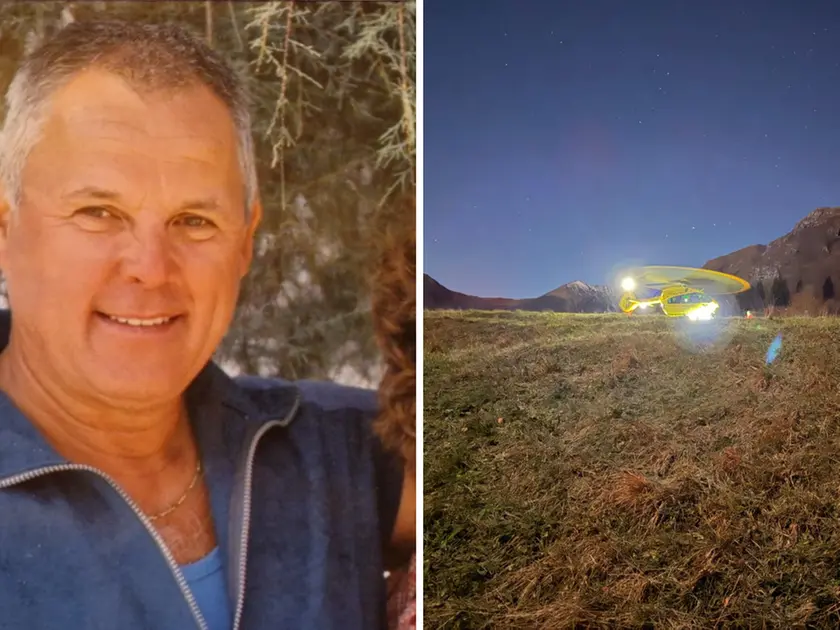 Adriano Rossi e l'elisoccorso impiegato per le ricerche