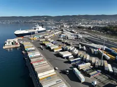 Un traghetto Dfds ormeggiato al terminal di Riva Traiana di Trieste