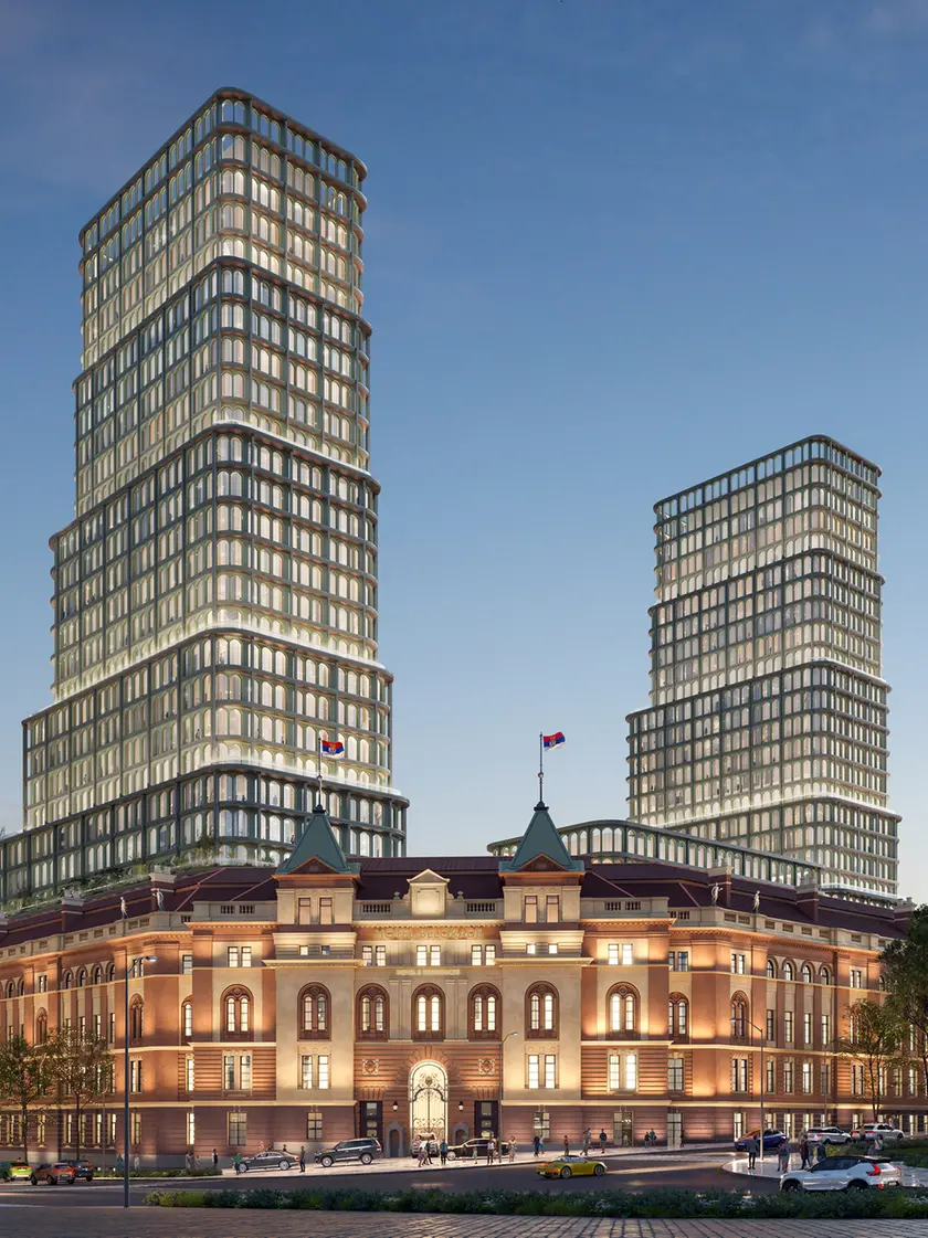 Un render del progetto per il Generalštab condiviso dal genero di Trump