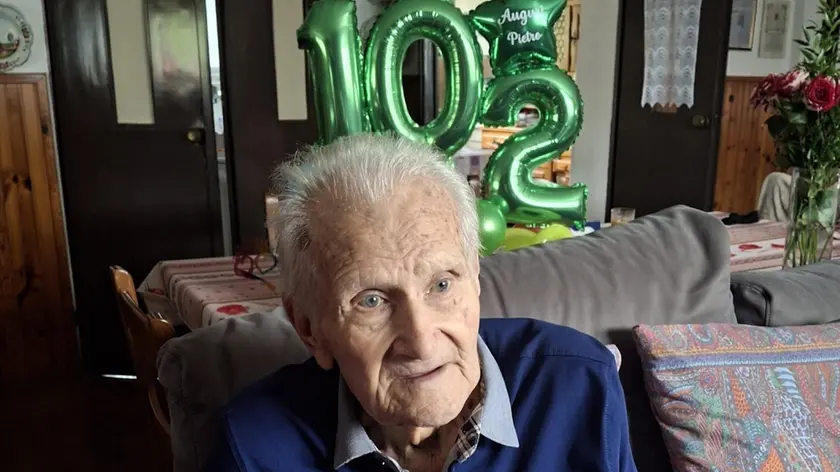 Pietro Bastiani il giorno del suo 102esimo compleanno ad agosto
