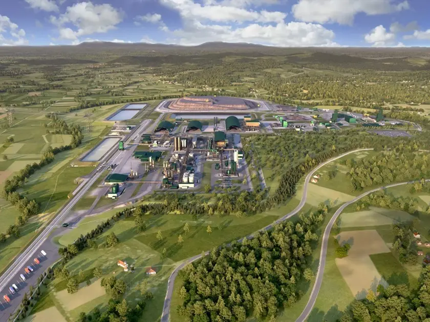 Un render del progetto di Rio Tinto per la mega-miniera di litio in Serbia