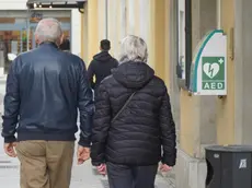 Alcuni dei contenitori che sono rimasti senza i defibrillatori al loro interno Foto Roberto Marega