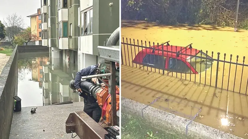 L’ingresso ai garage a Visco impraticabile e un'auto sotto acqua