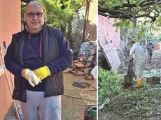 A sinistra, Michelangelo Boem; a destra, in alto, le operazioni di pulizi