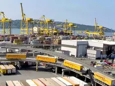 Una veduta del piazzale e dello svincolo del Molo VII del porto di Trieste