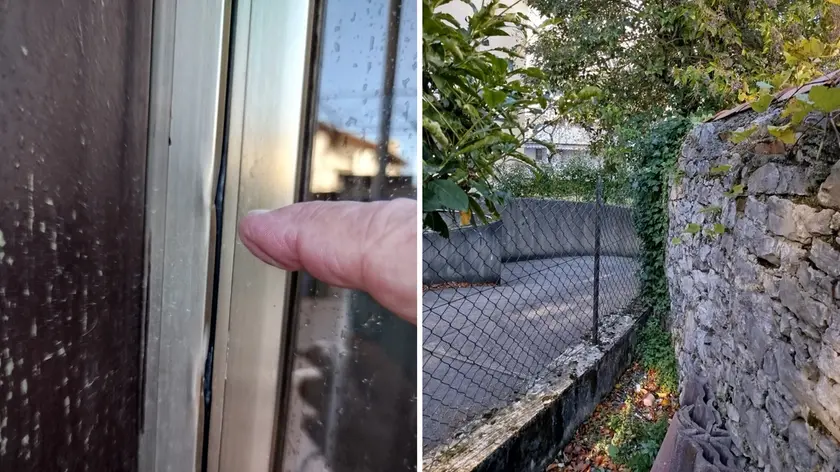 La finestra che i ladri hanno tentato di aprire, la via di fuga che hanno usato per scappare e far perdere le tracce