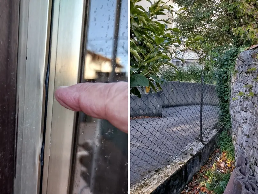 La finestra che i ladri hanno tentato di aprire, la via di fuga che hanno usato per scappare e far perdere le tracce
