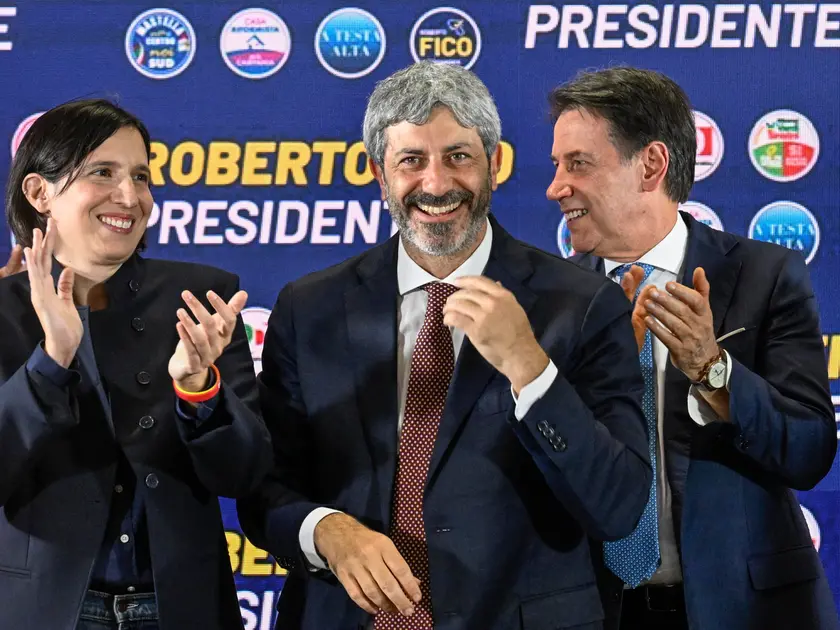 Elly Schlein e Giuseppe Conte festeggiano la vittoria di Roberto Fico in Campania