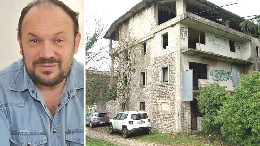 Paolo Zenarolla, vicedirettore Caritas Udine e il casolare dove sono stati trovati i due cadaveri
