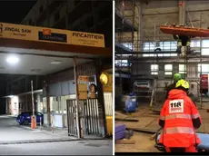 A sinistra l'area Cartubi, dove è avvenuto l'infortunio (foto Lasorte). A destra l'intervento di soccorso