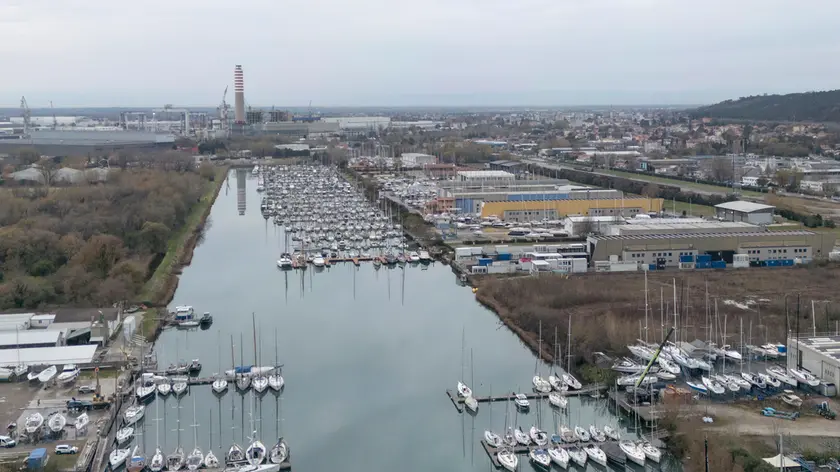 Il canale Locovaz, dove si sta sviluppando il futuro Distretto della nautica, in una foto aerea di Katia Bonaventura