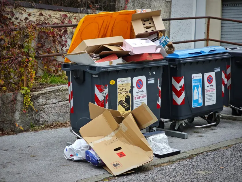 Cartoni abbandonati all’esterno dei cassonetti Foto Lasorte
