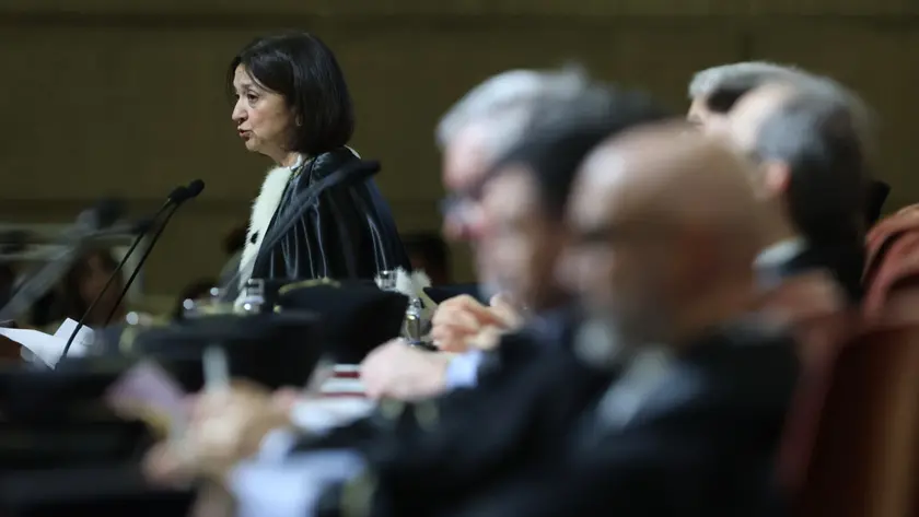 La rettrice Vianelli durante il suo discorso in Aula Magna (foto Lasorte)