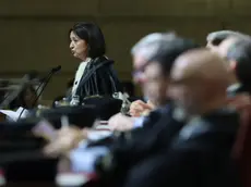 La rettrice Vianelli durante il suo discorso in Aula Magna (foto Lasorte)