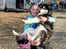 Ludovica Del Fabbro, quattordicenne triestina, con Kate, Husky di tre anni
