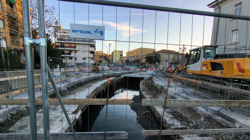 Il tratto scoperchiato del Fugnan all’ingresso di Muggia