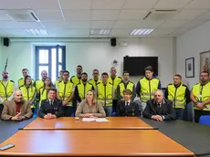 I 16 nuovi vigili; in prima fila, Porro, Jerman, de Gavardo, Colarossi Milocchi (Silvano)