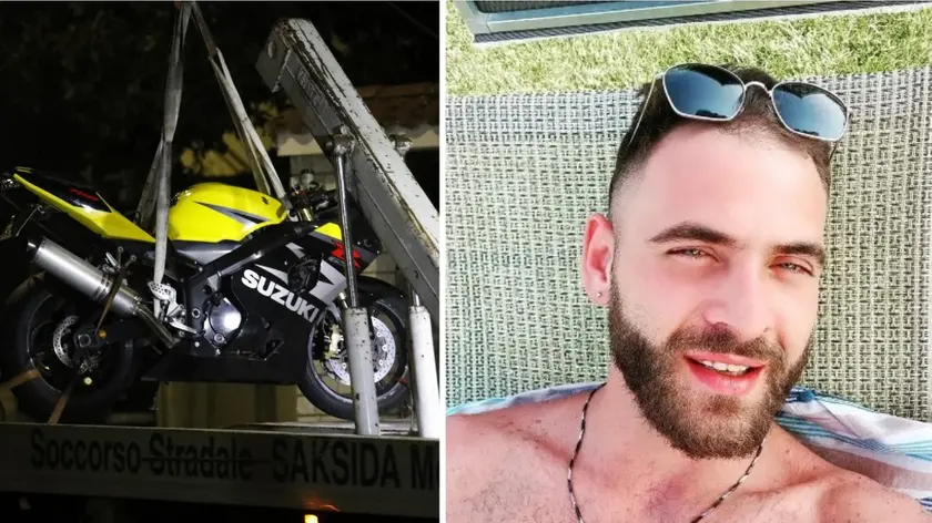 A sinistra la foto di Katia Bonaventura inquadra il recupero della moto su cui viaggiava Christian Aufiero, 31enne originario di Avellino (foto a destra)
