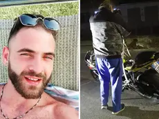 Christian Aufiero e la moto dopo l'incidente