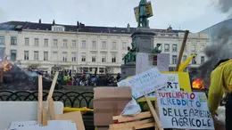Una protesta degli agricoltori a Bruxelles