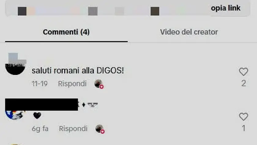 Uno dei commenti in gruppi social estremisti