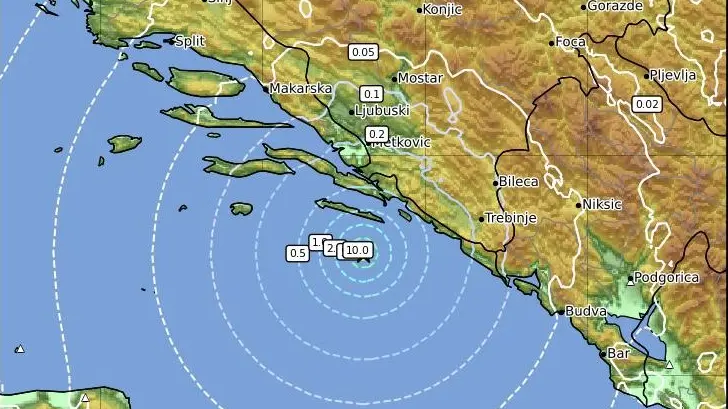 L'epicentro del terremoto (tratto da Ingv)