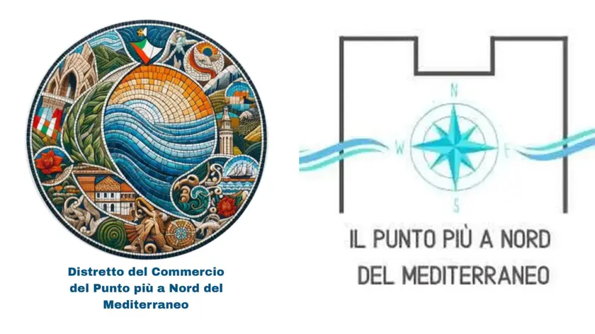 A sinistra il marchio depositato dal Comune di Monfalcone, a destra la proposta del commerciante