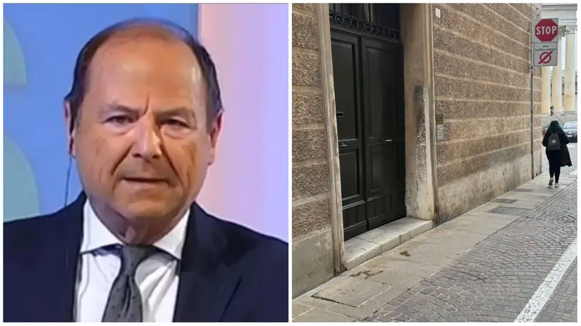 Il giornalista Luigi Bacialli e il luogo dell'aggressione in via Cornarotta, nel centro di Treviso