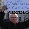 A sinistra il luogo del delitto, a destra il gioielliere triestino Nicola Granieri a una protesta No-vax a Trieste