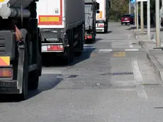 Via Timavo messa a dura prova dal passaggio dei camion (Katia Bonaventura)