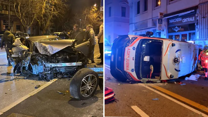 I due incidenti della notte: quello in viale Miramare e l'ambulanza cappottata in via Carducci (Bruni)