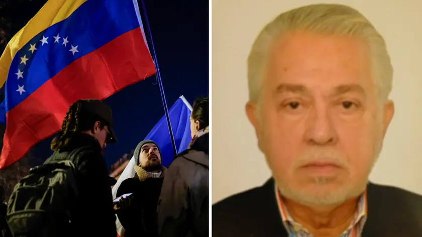 A sinistra le proteste in Venezuela (foto Ansa), a destra Moises Maionica