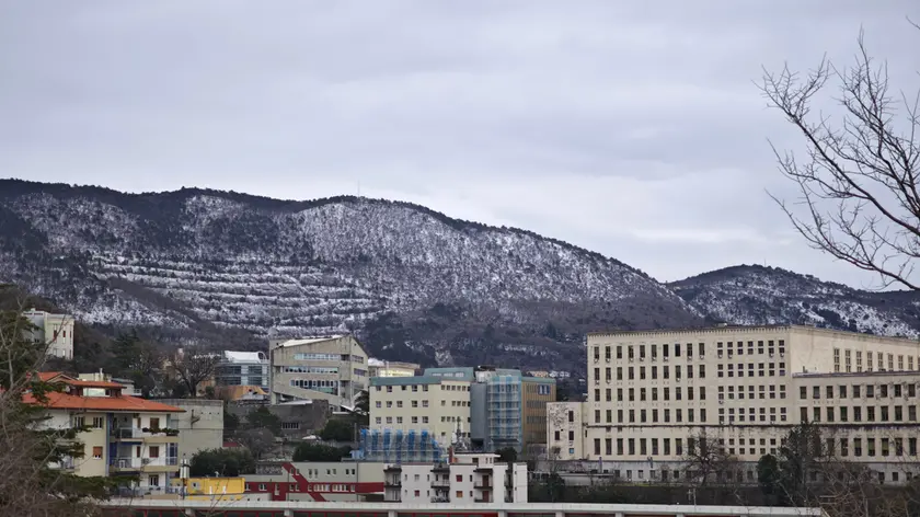 Il Carso innevato con in primo piano l’Università