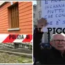 A sinistra il luogo del delitto, a destra il gioielliere triestino Nicola Granieri a una protesta No-vax a Trieste
