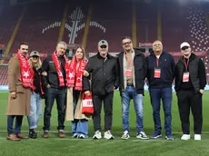 I vertici della Triestina presenti al Rocco prima della partita con l’Albinoleffe. Foto Lasorte