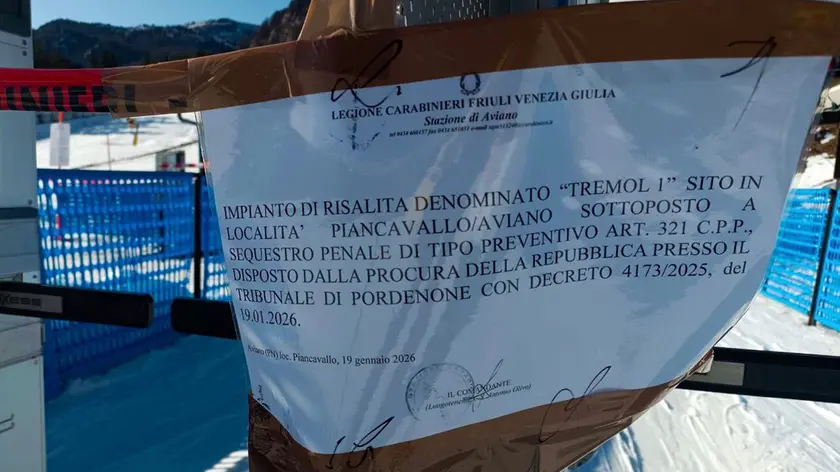 La Procura di Pordenone ha disposto il sequestro della seggiovia Tremol 1 di Piancavallo