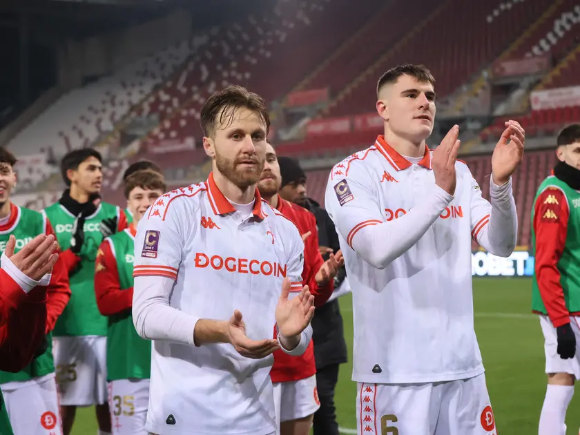 Cristian D’Urso e Noa Kljajic al termine del match con il Lumezzane (Lasorte)