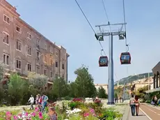 Un rendering della cabinovia