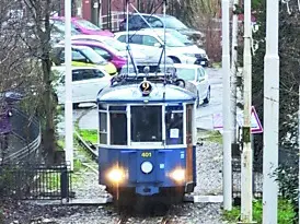 Il Tram durante un test tecnico. Lasorte