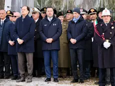 In primo piano, da sinistra, Ciriani, Fedriga e Salvini alla cerimonia di Basovizza. Foto servizio di Massimo Silvano