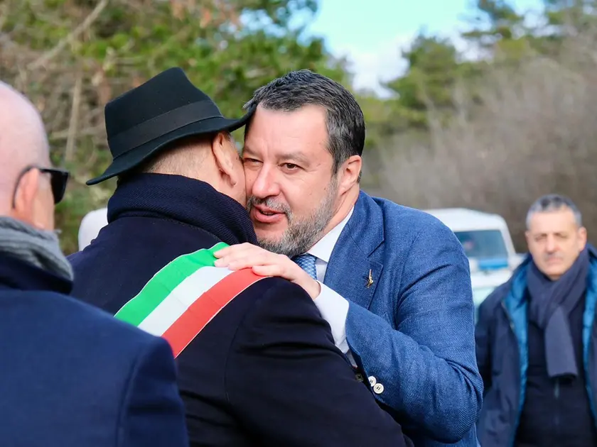 Matteo Salvini e Roberto Dipiazza martedì mattina alla Foiba di Basovizza (foto Massimo Silvano)