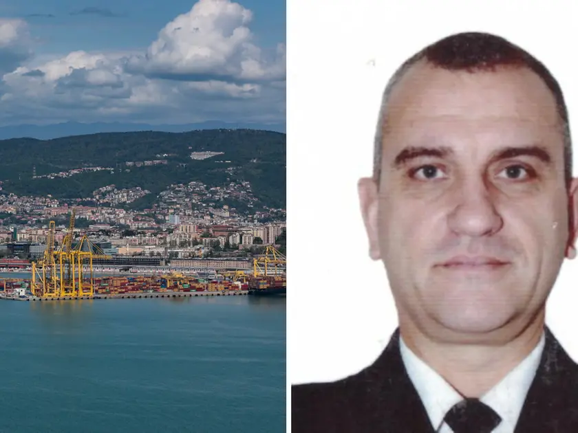 A sinistra una veduta del Porto di Trieste, a destra il capitano di fregata Gianluca Civitarese