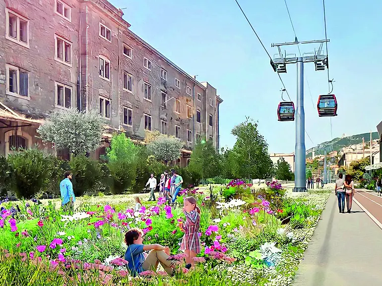 Il rendering della cabinovia di Trieste