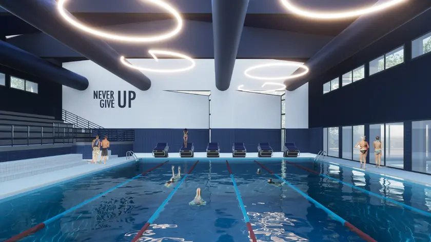 Un rendering di come cambierà aspetto il polo natatorio di Gorizia