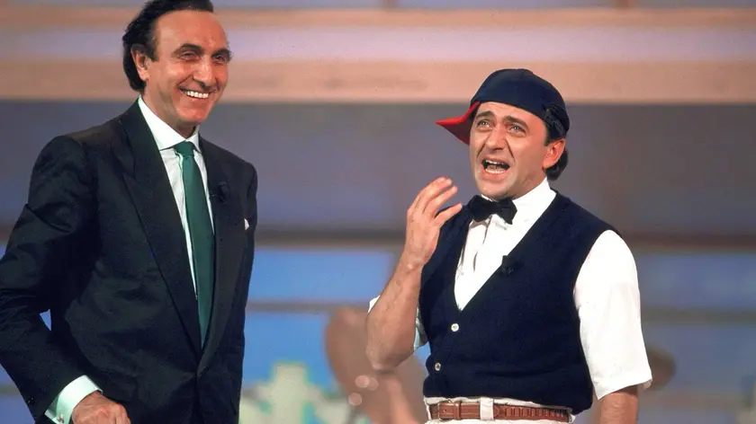 Pippo Baudo e Giorgio Faletti nell'edizione del 1987