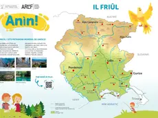 Il poster didattico destinato alle scuole elementari a cura dell’Agenzia regionale per la lingua friulana, scaricabile dal sito della stessa Arlef