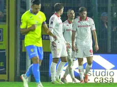 La delusione dei giocatori dell’Unione, usciti sconfitti da Crema (fotoservizio Mariani / Lasorte)