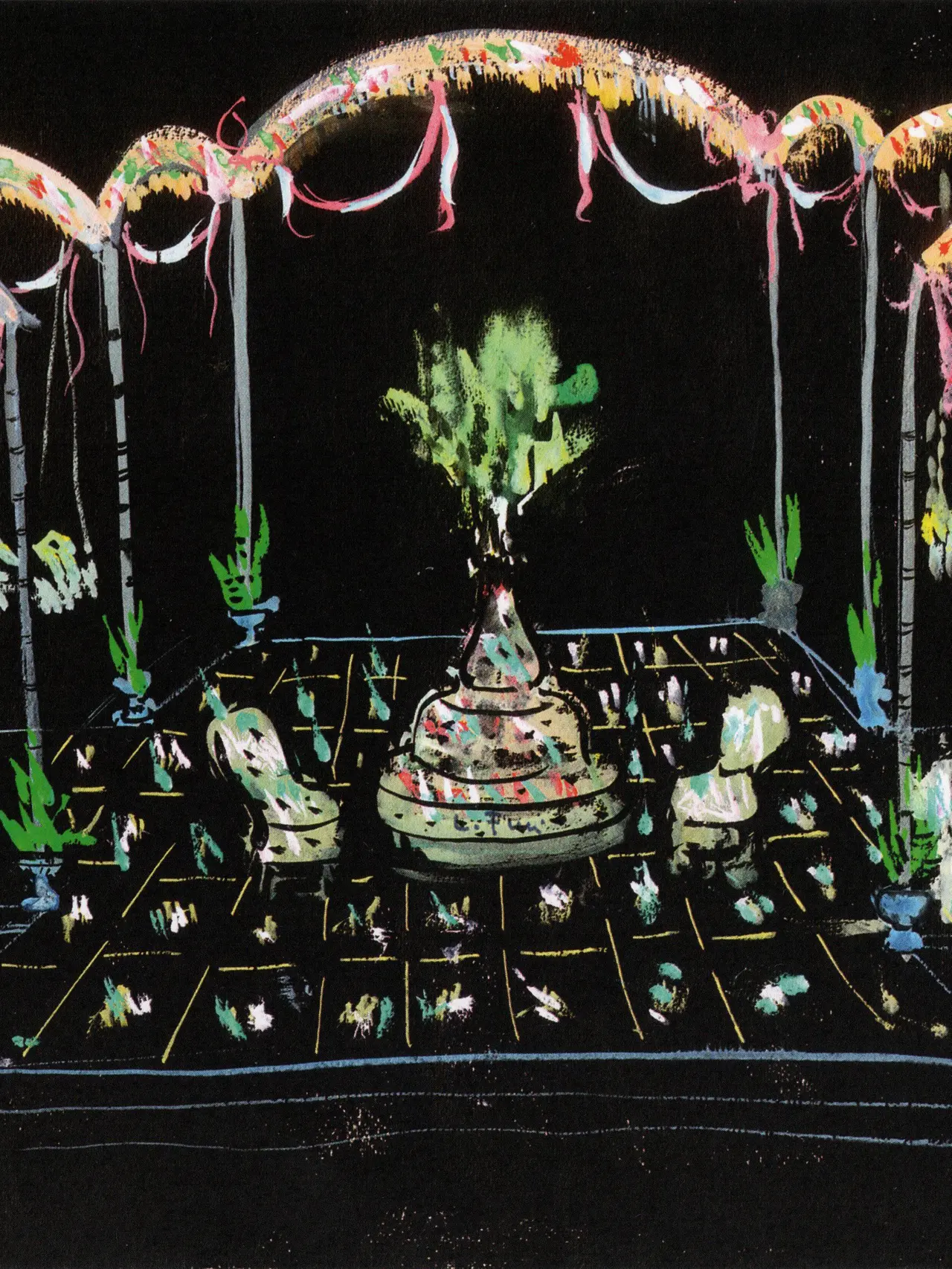 Bozzetto di scena per Una visita di nozze disegnato a Leonor Fini