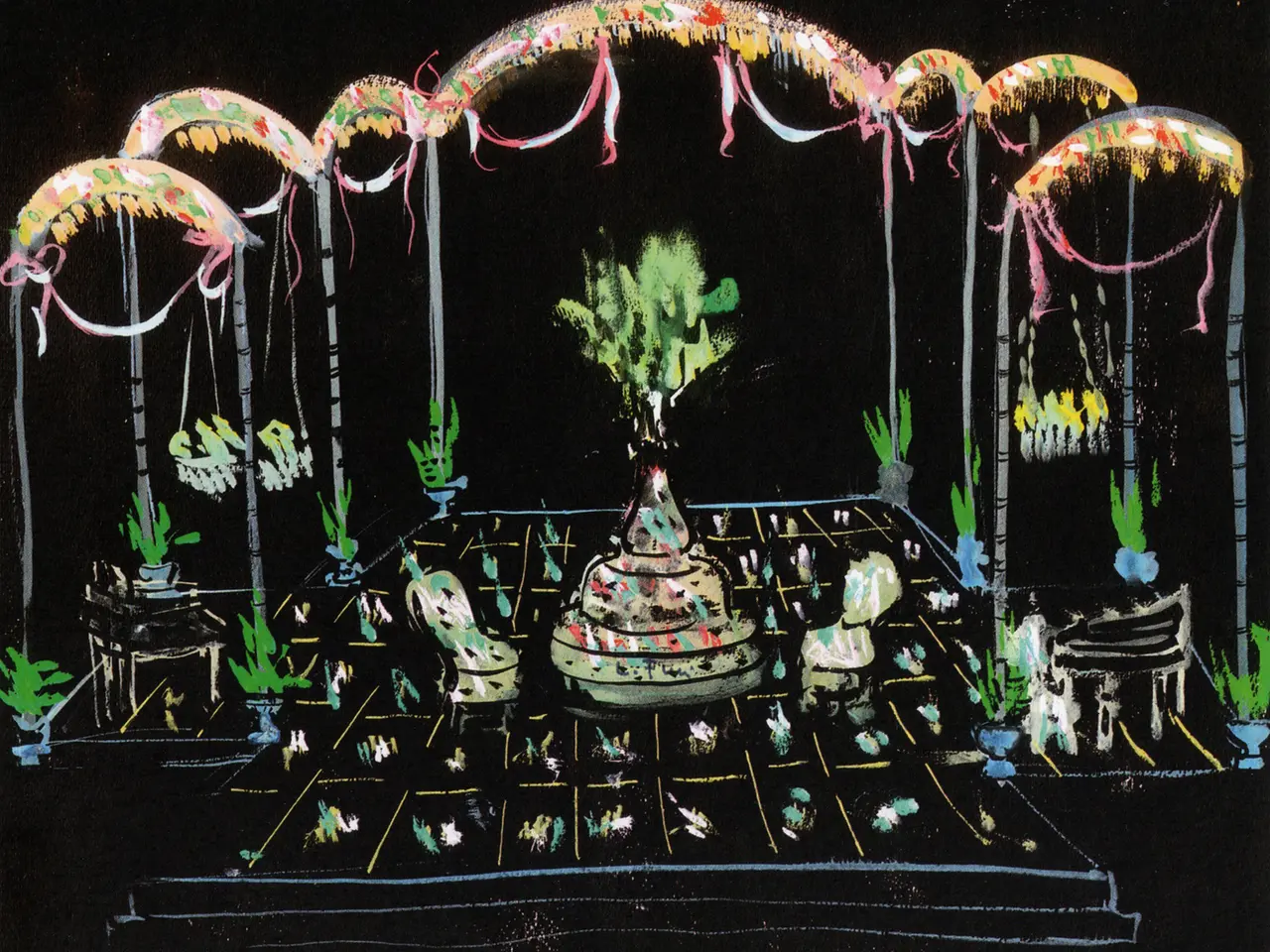 Bozzetto di scena per Una visita di nozze disegnato a Leonor Fini