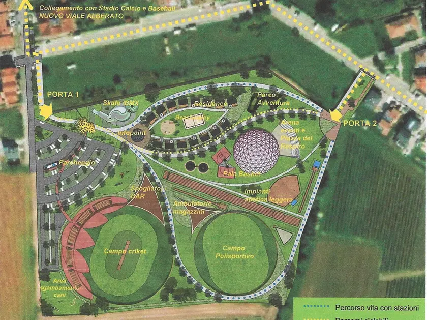 Il rendering del Parco del Benessere, progetto presentato al Comune da una cittadina